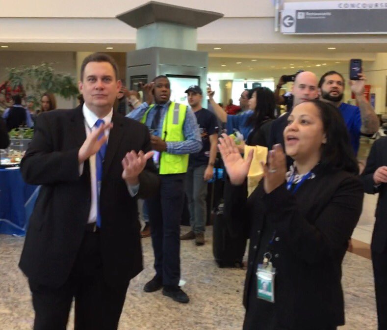 NStrissel's tweet photo. Enjoying the wonderful inaugural celebration @ATLairport today with our ATL GM Michelle Ager! @HelloJetBlue #JetBlueATL https://t.co/l8c3QpbTjF