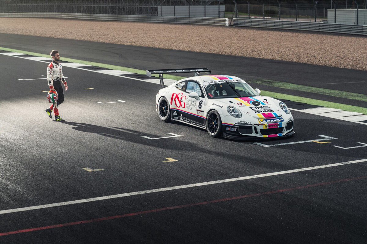 DinoZamparelli's tweet photo. It's time to officially tame this beast 😉 Rounds 1&amp;2 of the Porsche Carrera Cup start this weekend at Brands Hatch - ready to go! 💪🏼 #TeamDz https://t.co/zawONpAGr4