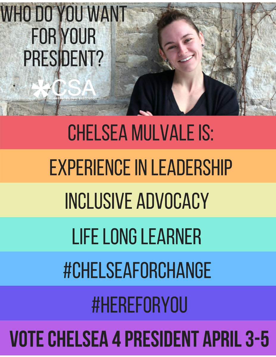 CASU_Guelph's tweet photo. The CSA elections have reopened! CASU is proud to announce we are endorsing Chelsea Mulvale for President! Vote Apr 3rd to 5th in gryphmail! https://t.co/8eTnGNDDpC