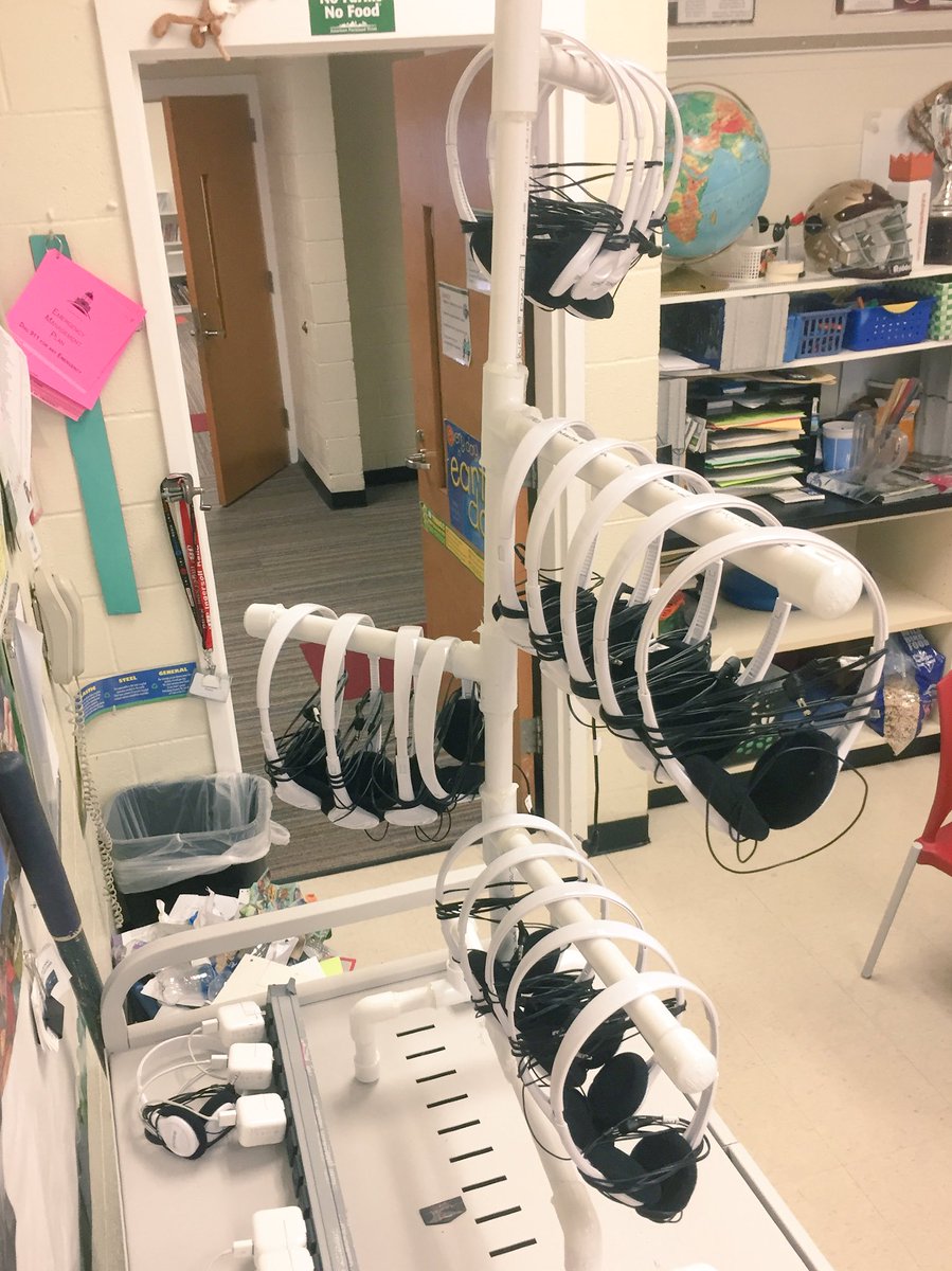 HerrMattsson's tweet photo. #making with a purpose. Student produced headphone tree. #makeEdu #make @LeighNorthrup https://t.co/hRlnkziauv