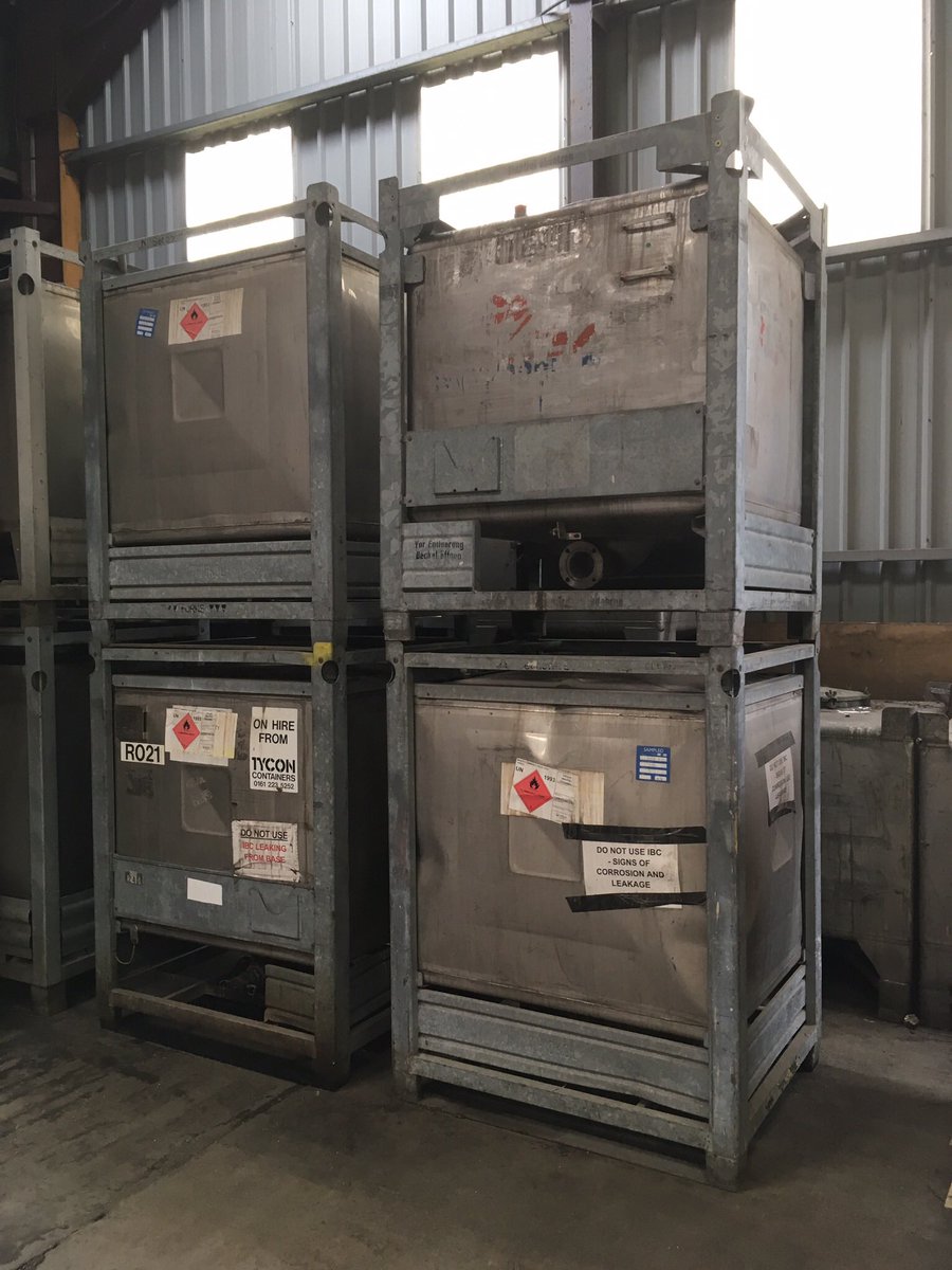 Forbeats's tweet photo. Forbeats has for immediate sale ex-U.K. a number of used stainless steel framed IBCs in various states of repair. https://t.co/l942OVJu1r