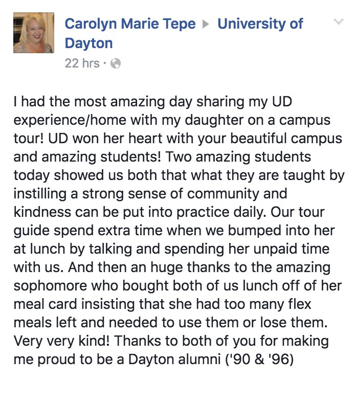 univofdayton's tweet photo. Community isn't just something we say; it's what we do. #VisitUD https://t.co/lLSyrsKkj5