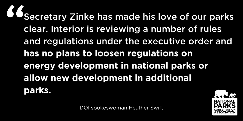 NPCA's tweet photo. NPCA and @SecretaryZinke agree: no loosening of protections on energy development in national parks https://t.co/KyVx2wyEIy https://t.co/PRUYByeQtD