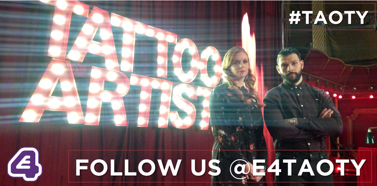E4TAOTY's tweet photo. 🏃 FOLLOW US! For updates and extra bits ahead of @JayTAT2 &amp; @Rosehardytattoo @E4Tweets Tattoo Artist of the Year. 👊 #TAOTY https://t.co/QwF3wtPa8L