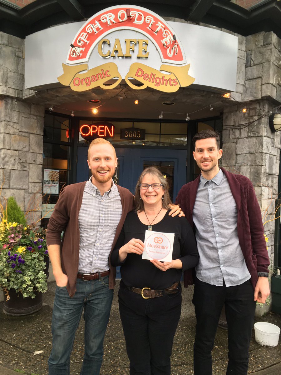 MealshareYVR's tweet photo. Great news Vancouver, one of our original partners, @aphroditescafe is back on the team! Today is a good day. #GiveBack https://t.co/iaFUD8QUpc
