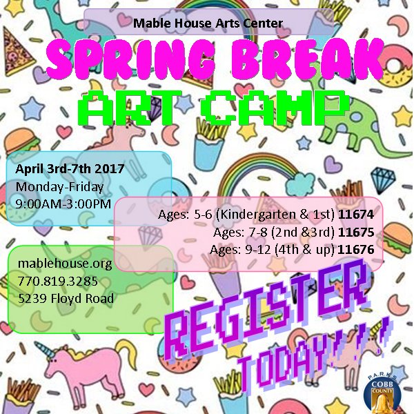 CobbCountyPARKS's tweet photo. Spring break art camp at the #MableHouse. #CobbCountygovt #Parks #art #camp #Cobb #CobbCounty #fun https://t.co/PqX9DkcDNf