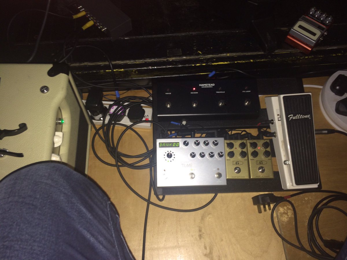 All ready for School of Rock performance one.  Using my 2 amazing 45 caliber by <a href="/JRockettAudio/">J. Rockett Audio</a> - face melting stuff.