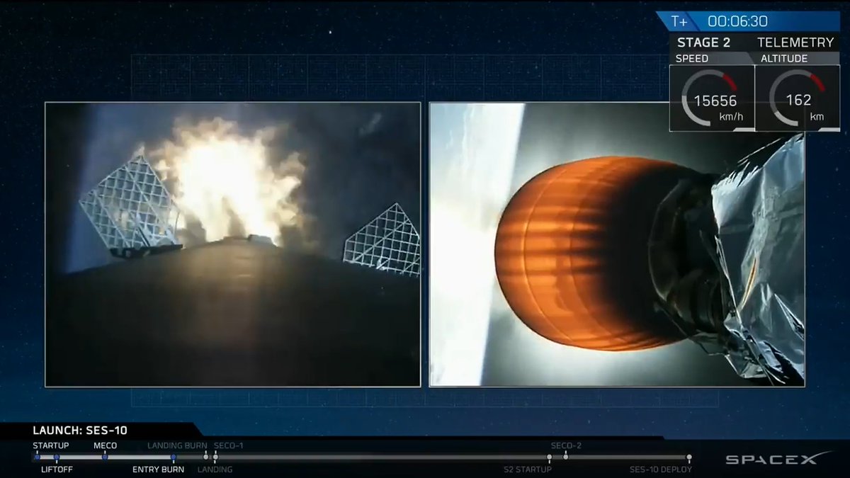 oskarelmgren's tweet photo. #sweet, @SpaceX just completed the first reuse of a orbital rocket stage! #huge day for humans! https://t.co/BYZGtljgij