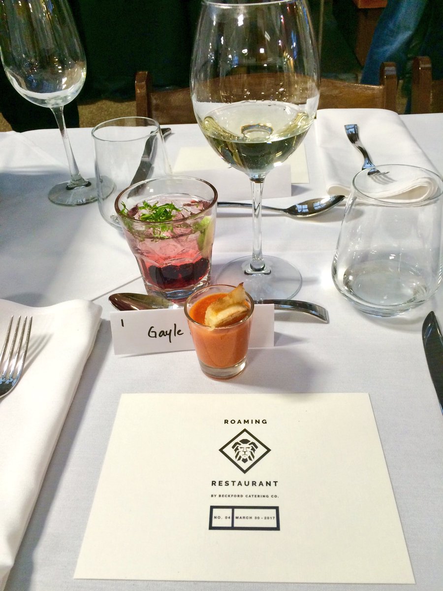 GayleOBrien's tweet photo. Good start! #RoamingRestaurant @chefbeckford grilledcheese /tomato soup shooter & a few tibbles to wash it down. #deelish https://t.co/TSGnOm9cPb