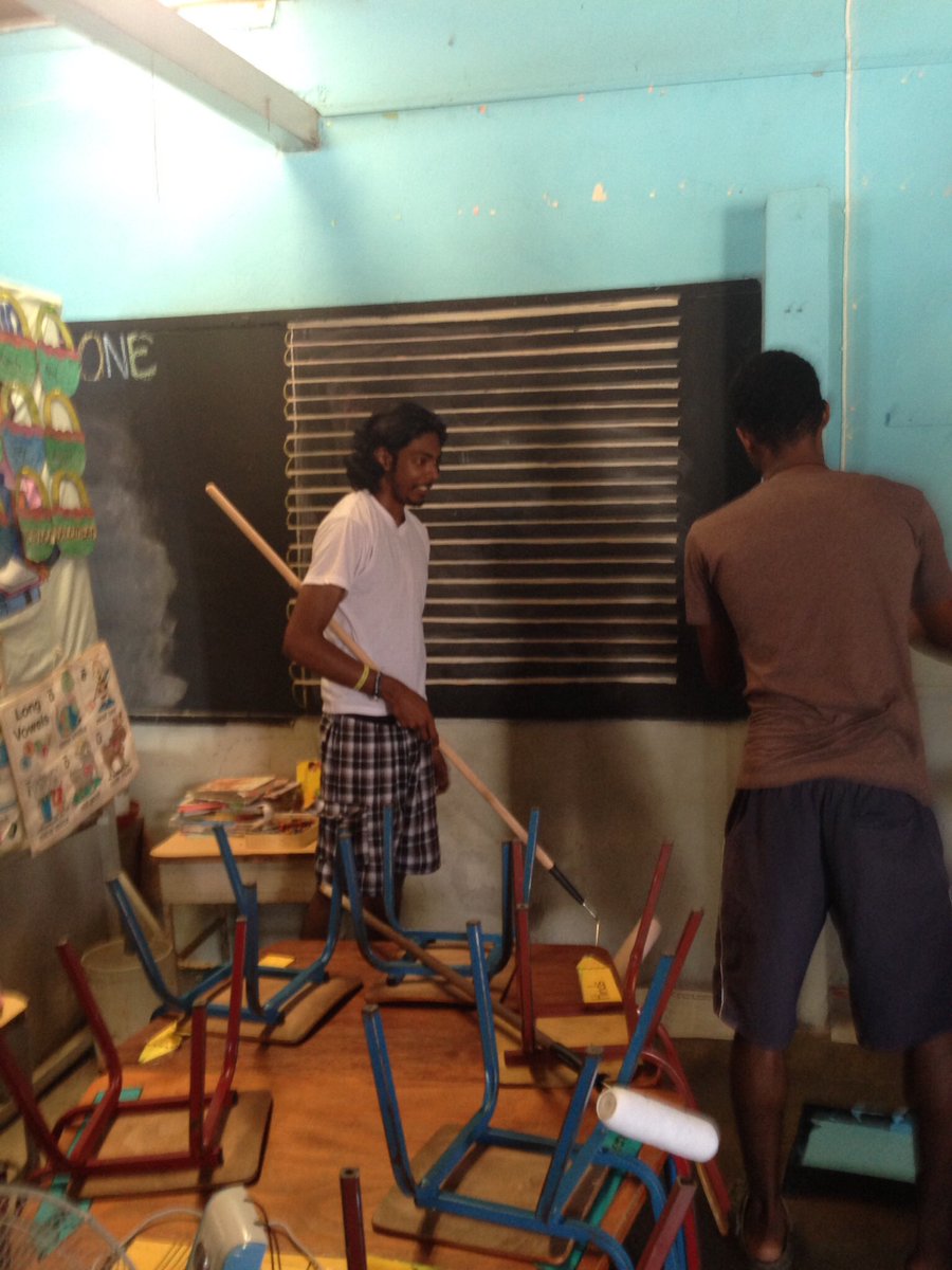 nadirox's tweet photo. Proud of my @UWImona FYE group - helping to spruce up August Town SDA Basic School under the guidance of Mr. Wizzard from the community. 😀😀😀 https://t.co/dfl6ae40pw