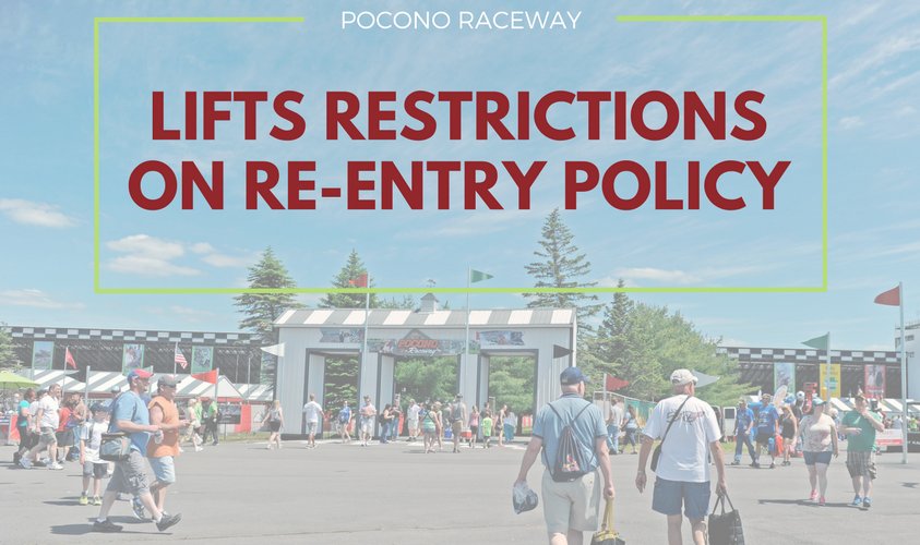 PoconoRaceway's tweet photo. NEWS: Pocono Raceway Lifts Restrictions on Re-Entry Policy

Click here for more info --> https://t.co/R6Ix5weJed https://t.co/VkqxGtkW9v