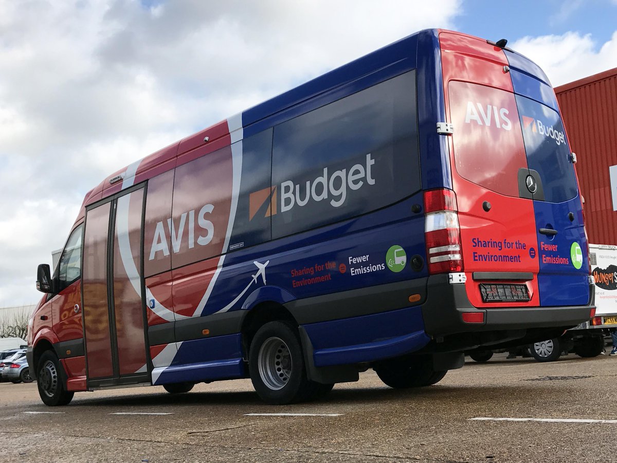 BlueLizardSigns's tweet photo. Wrapped Sprinter Coaches for Avis Car Rental / Budget Car Rental using @AveryDennison film & perforated window film. @Spandex_UK #EVMDirect https://t.co/0SCx9fmW2O