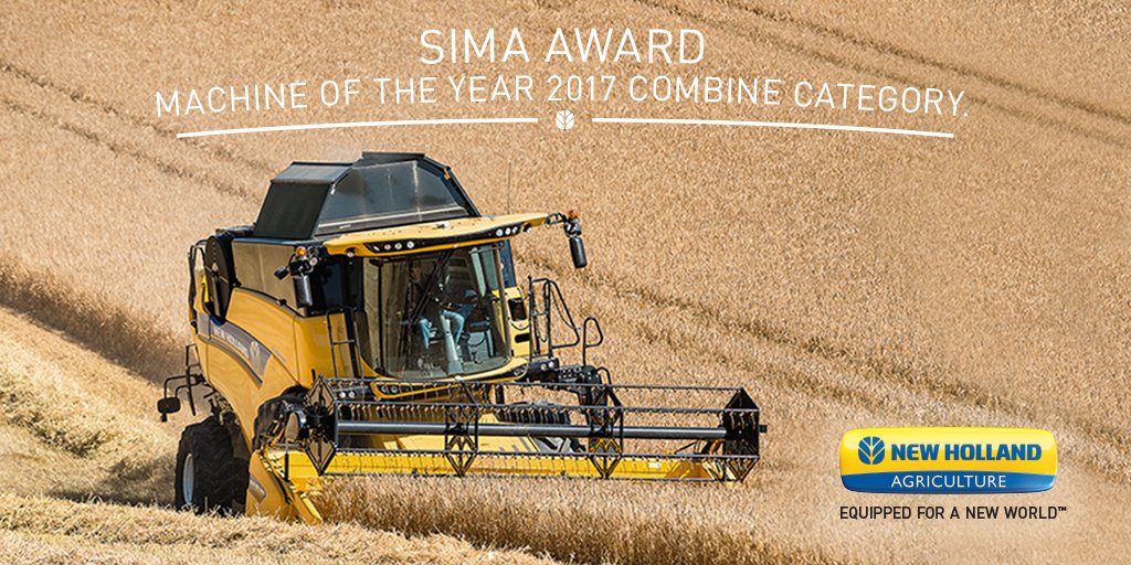 NHAgriculture's tweet photo. #NewHolland CR and CX combines awarded ‘Machine of the Year 2017’ in the Combine category at the 2017 SIMA show. https://t.co/RiE7dJEQrP https://t.co/zegzUuP7aM