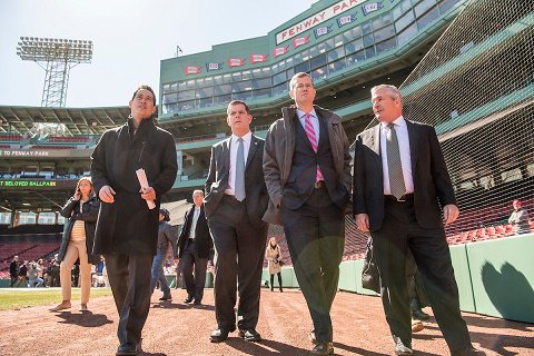 We're honored to partner with the <a href="/RedSox/">Red Sox</a>, and support one of America's most beloved ballparks. <a href="/marty_walsh/">Mayor Marty Walsh</a> <a href="/skennedysox/">Sam Kennedy</a> <a href="/BillScannell2/">Bill Scannell</a>