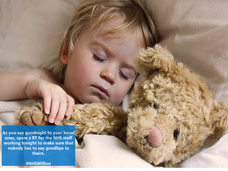 NHSMillion's tweet photo. As you say goodnight to your loved ones, please spare a RT for those NHS staff leaving their families tonight to care for others https://t.co/3TLnAFmwUi