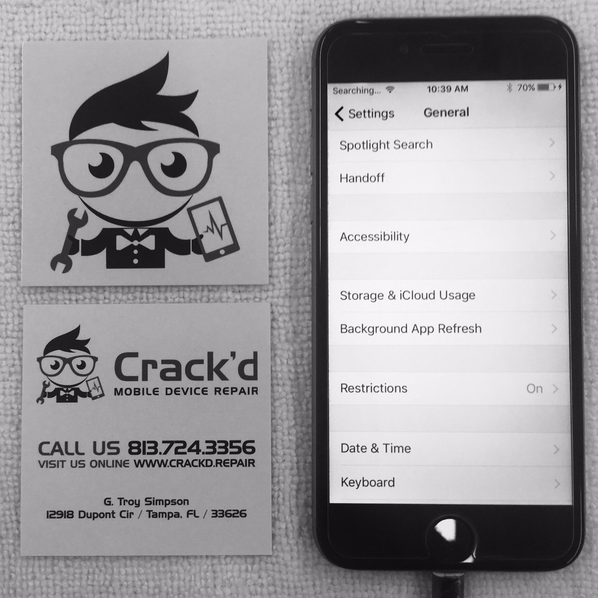 CrackdMobile's tweet image. Installed a new #battery and a glass screen protector on this #iPhone6 Come see us for a quality new battery install in about 10 minutes 😊