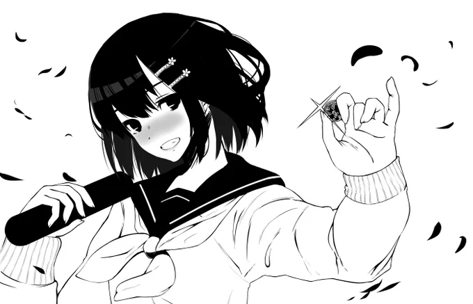 キャラクタードローイング。「卒業したならこの第二ボタンもう使わないよね?」 