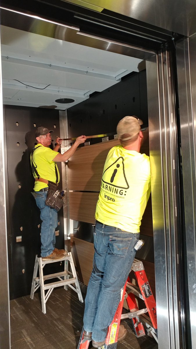 Ascend_Inpro's tweet photo. We’re installing a brand new elevator cab here in our corporate office. Everyone is excited to see the fresh look! #elevatorcab #inprocorp https://t.co/ZhDeh0MQ0T