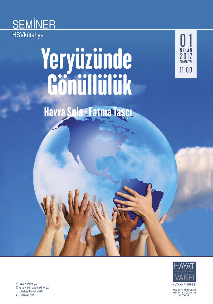 Cumartesi günü saat 11.00'de, Hayat Vakfı Konağı'nda"Yeryüzü'nde Gönüllülük"ü konuşacağız. Bekleriz😊