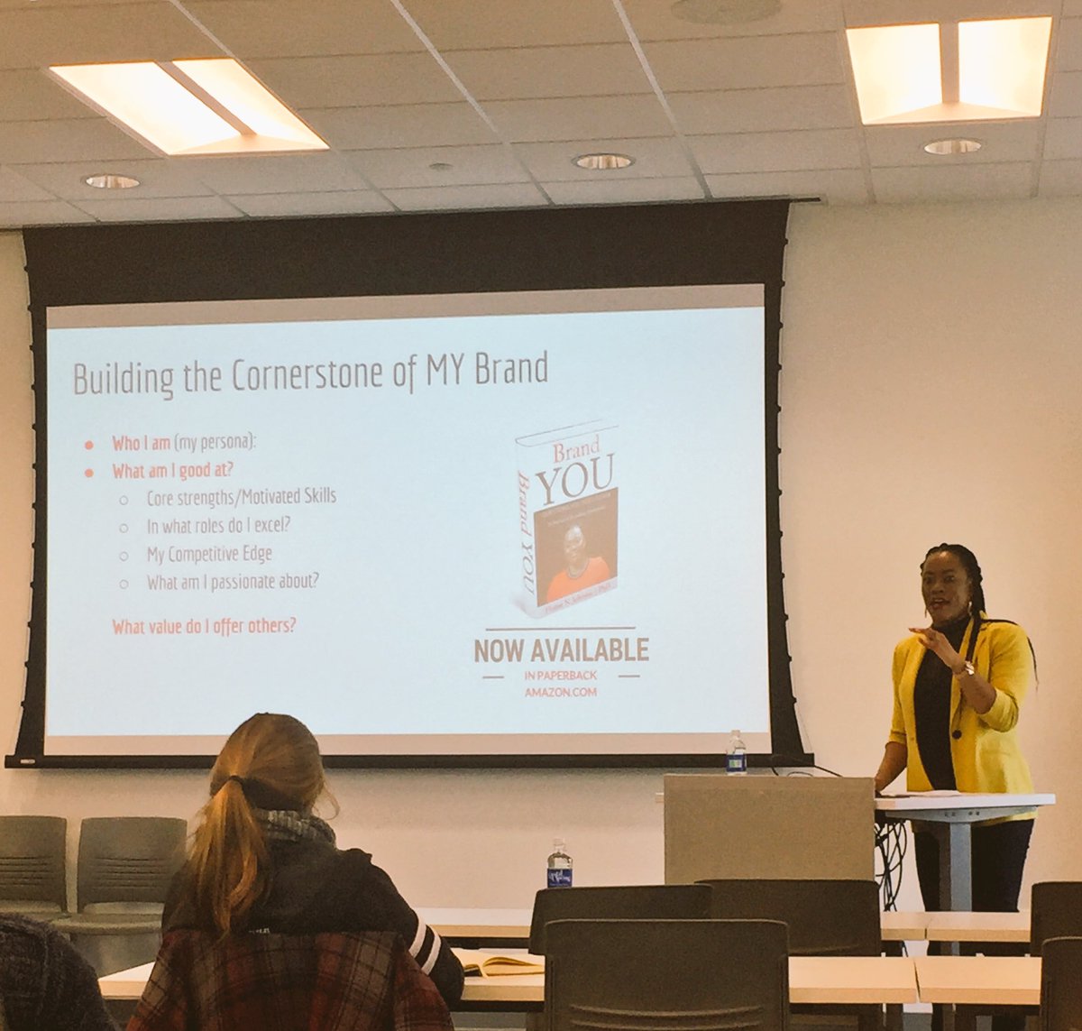 aende895's tweet photo. @DrHumeJohnson speaking today on #PersonalBranding at Roger Williams University. How do YOU brand yourself? https://t.co/MDYsvlS8f8
