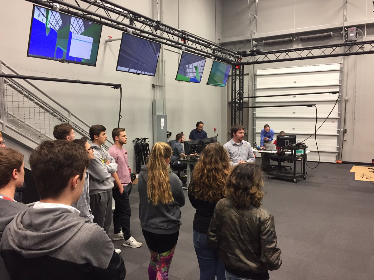 MrSmithScience's tweet photo. The largest flexible 3D visualization cave in the world is @NIAR_WSU ! MSHS Emerging Tech got the chance to experience it in action.#VRrules https://t.co/WiLVi7W8Vp
