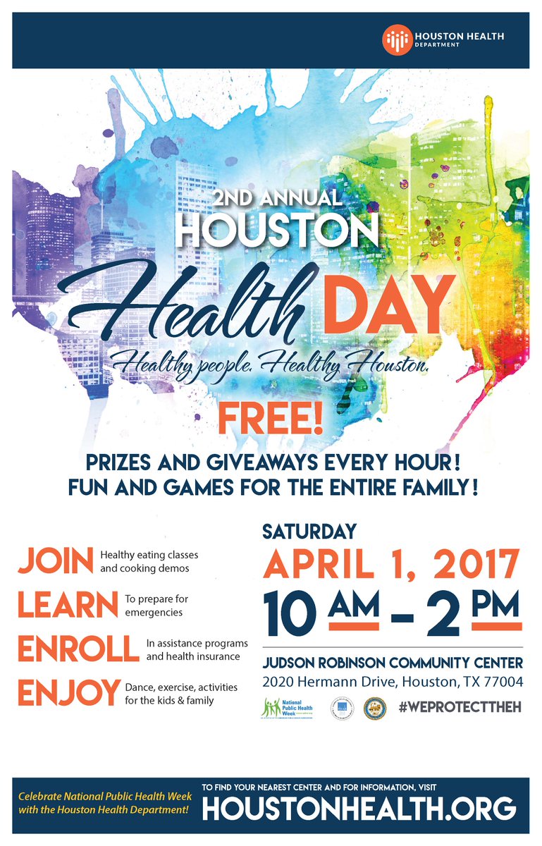 HoustonHealth's tweet photo. Learn to #LiveHealthier and access all our programs at #HoustonHealthDay, our free event Saturday. https://t.co/YoEAj7HzJm #NPHW #Houston https://t.co/Lod1gBTbH7