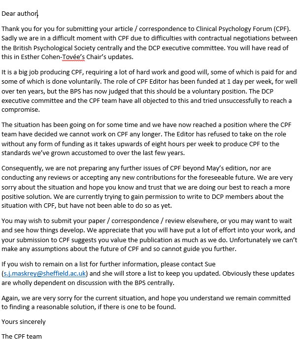 CPFeditor's tweet photo. @ahider @LiamJGilligan @UKDCP @BPSOfficial Sorry, but the amount of work which I (Ste) put into CPF cannot be done for free. I already volunteer in many other ways. https://t.co/4djqXKjOQv