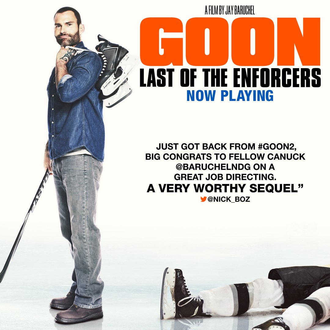 Have you seen #Goon2 yet? Directed by @BaruchelNDG, see the 'very worthy sequel' in theatres now! bit.ly/Goon2Tickets