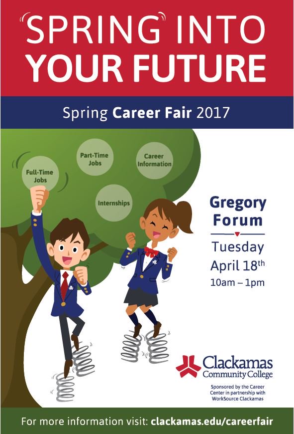 CCC_CareerCtr's tweet photo. Clackamas Community College hosts Spring Career Fair on Tues. April 18, 2017.  https://t.co/7JUQOnkMKa.  #pdxjobs https://t.co/9ph8xTIIuO