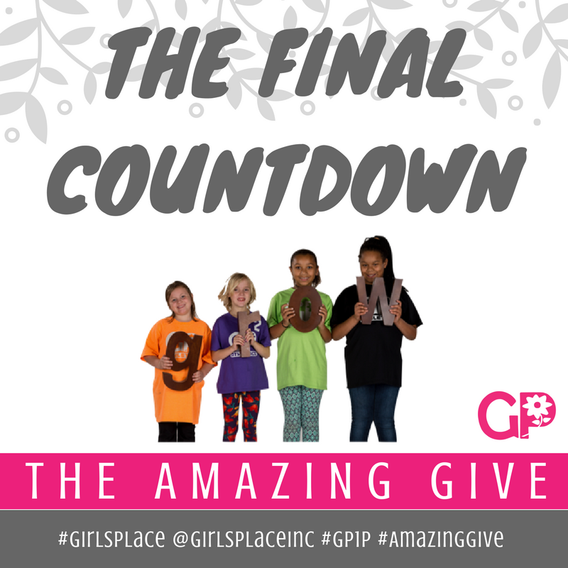 GirlsPlaceInc's tweet photo. ONLY 30 MINUTES LEFT! This is your last chance to make an impact on young girlsโ lives and give, AMAZINGLY! Link in bio. #gp1p #allthehers https://t.co/cIJmiBDLDZ