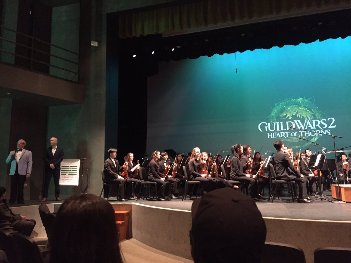 JonEverist's tweet photo. @maclainediemer @stanlepard @kuraine music for Guild Wars 2 was played excellently by the Evergreen Philharmonic last night! @ArenaNet https://t.co/QlxKm91JRh