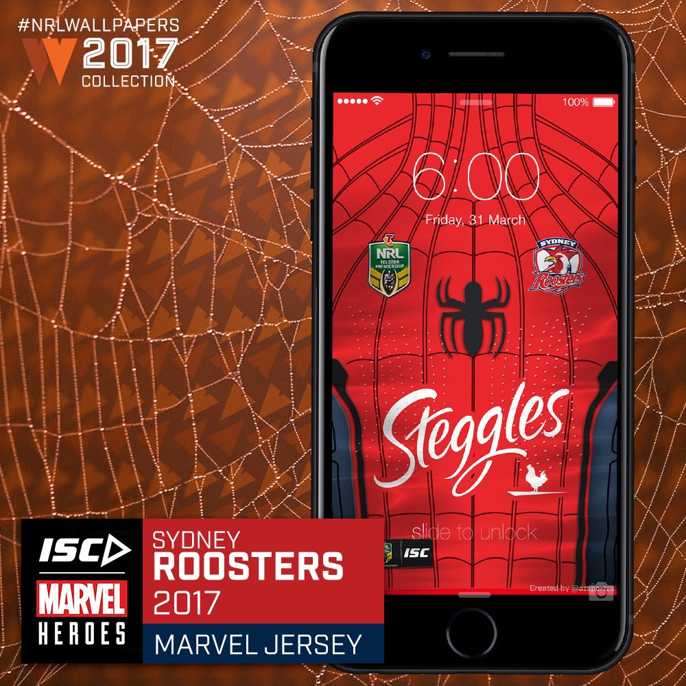 azsportza's tweet photo. NEW: @SydneyRoosters wear their #ISCMarvelHeroes jersey tonight. Download #NRLWallpapers: https://t.co/7u8kYkgDnX

#NRLRoostersManly https://t.co/wpwITf02Mj