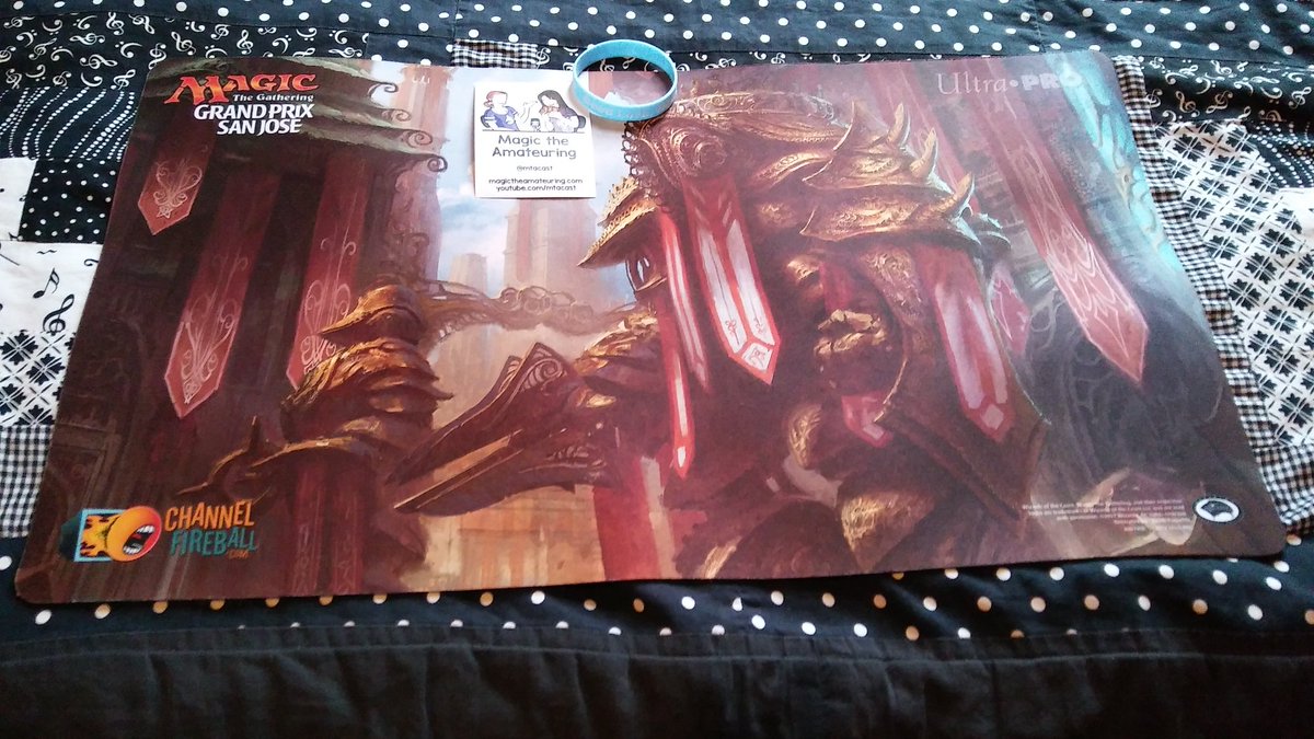 valdis_raev's tweet photo. @MtACast Just got my playmat! Thank you for the bracelet too! #Goodluckhighfive #MtG https://t.co/0QWmvxNSDn