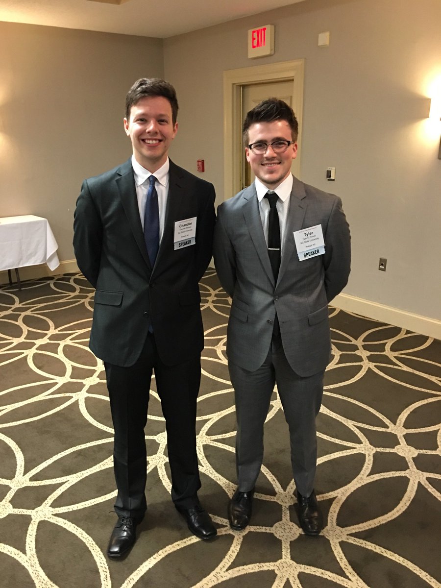 BryanOrmond's tweet photo. Very proud of these two for taking 1st and 2nd place in the AATCC student paper competition. #a2ic17 #TPACC #ThinkandDo https://t.co/YEREpaG2bA