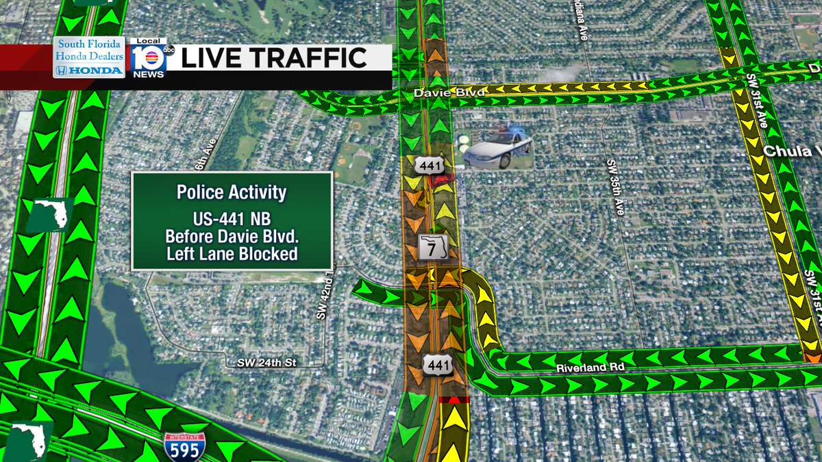POLICE ACTIVITY: US-441 NB before Davie Blvd. A left lane is blocked. #TRAFFIC https://t.co/drtQbx7uPp