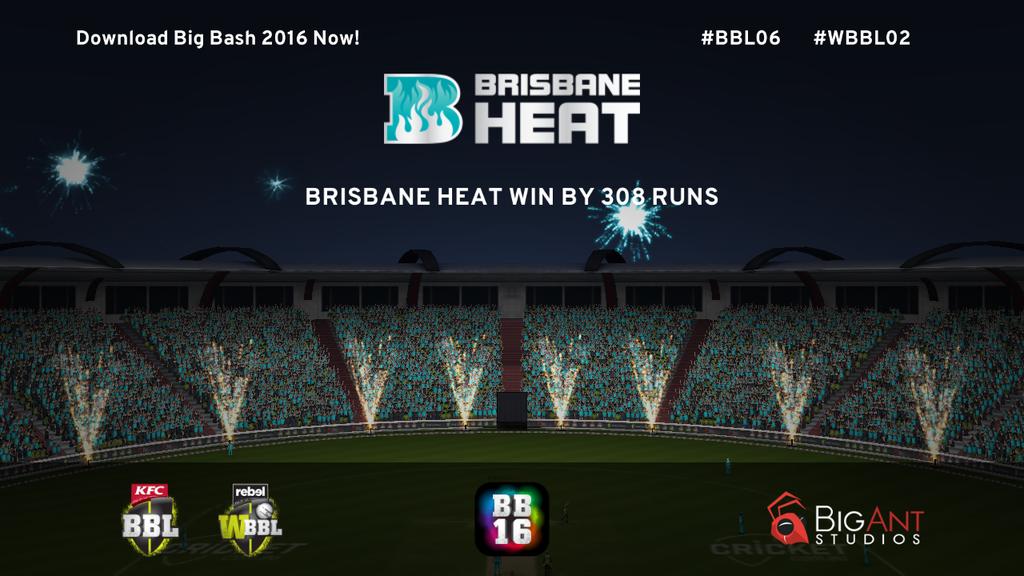 Adarsh_dvn's tweet image. BRISBANE HEAT WIN BY 308 RUNS #BigBash2016 #BBL06 #WBBL02 #BigAnt 
#GameTimePass....😜😜