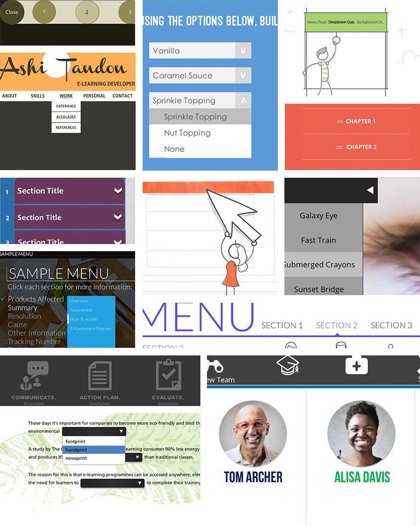 elearning's tweet photo. 20+ Examples of Drop-Down Lists, Menus, and Navigation in #Elearning  https://t.co/77mpz158Bn https://t.co/XDDcR6nMYk