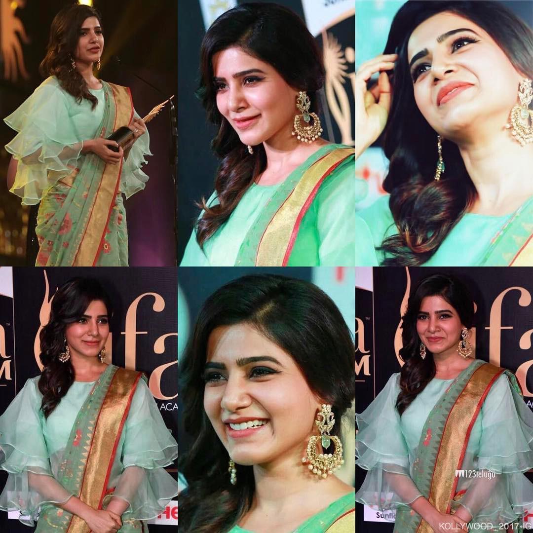 NobelAnush's tweet photo. Awww!!😍 @Samanthaprabhu2 Cant help myself from falling in love with you!!❤️ Such a lovely appearance!😍😘 1000 Hearts! #IIFAUtsavam #Samantha https://t.co/N81z9snemF