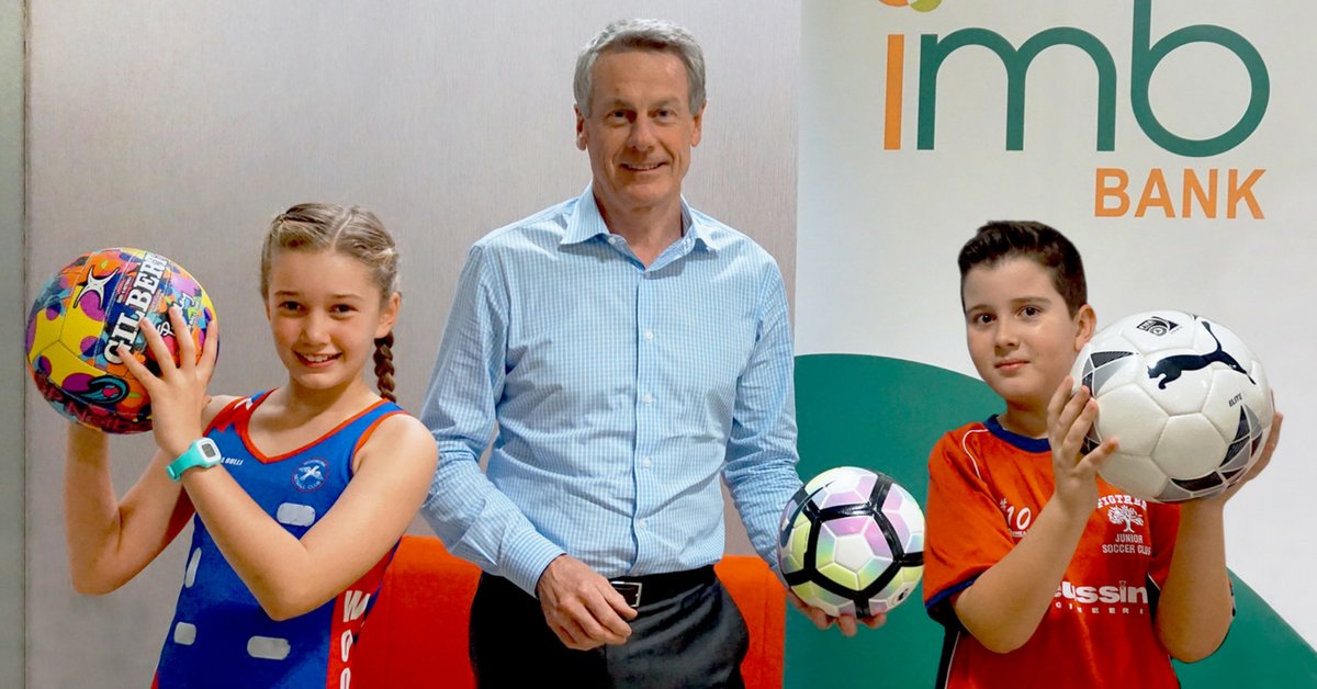 IMB_Bank's tweet image. Thousands of young sports people benefit from IMB Bank sponsorship of netball and football as 2017 season opens. ow.ly/UiFU30aq3gY