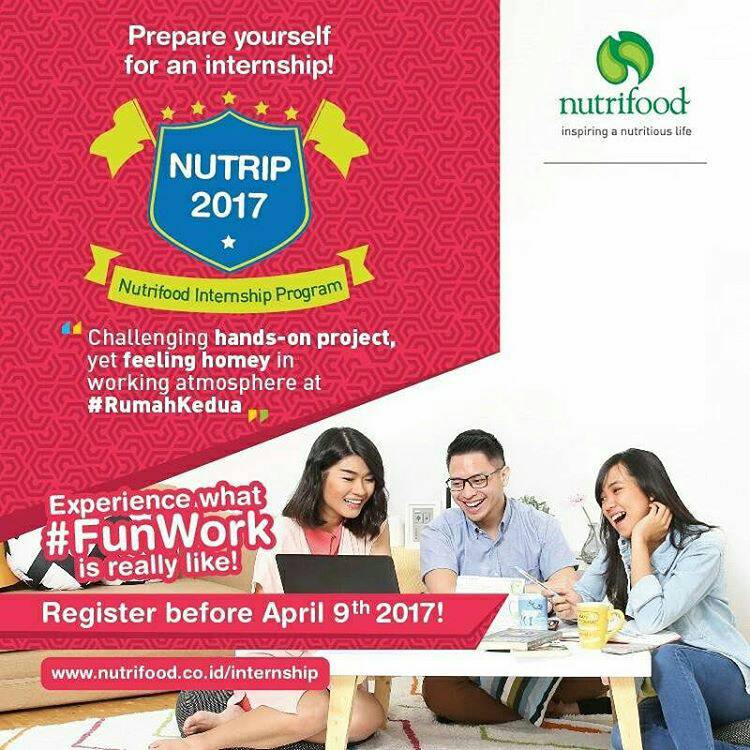 #Magang #internship Nutrifood Internship Program 2017
#lokerJakarta #KarirJakarta #lowongankerja
instagram.com/p/BSGU3gVgC37