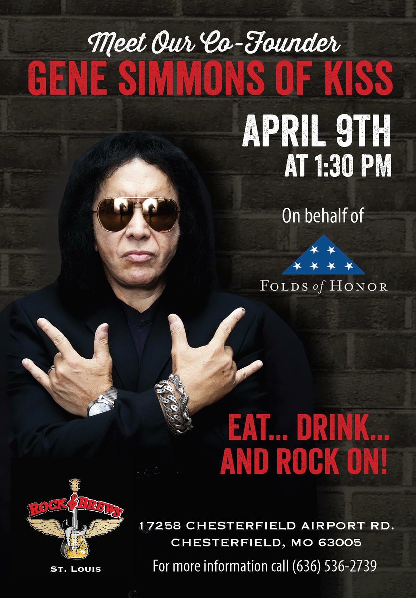 RockAndBrewsSTL's tweet image. Showing love to our #veterans with @genesimmons &amp;amp; @FoldsofHonor ! 🤘❤️