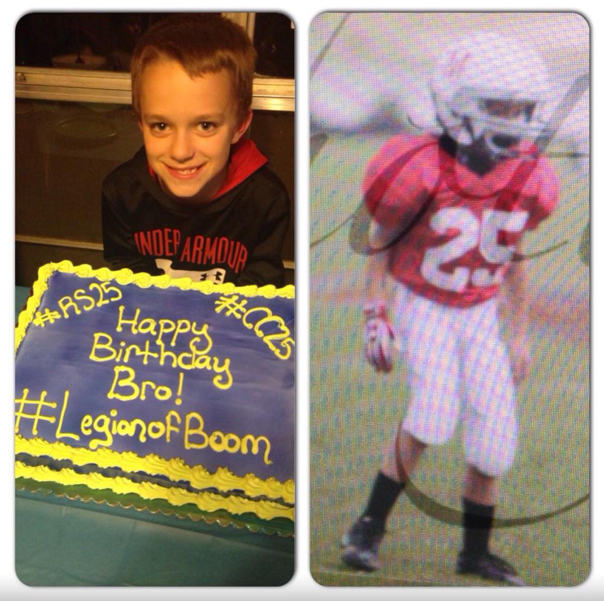 mamijo82's tweet photo. Little #tbt in honor of @RSherman_25 birthday!  "Happy birthday to my hero!" From Cash #25 https://t.co/jFCGSbJEyb