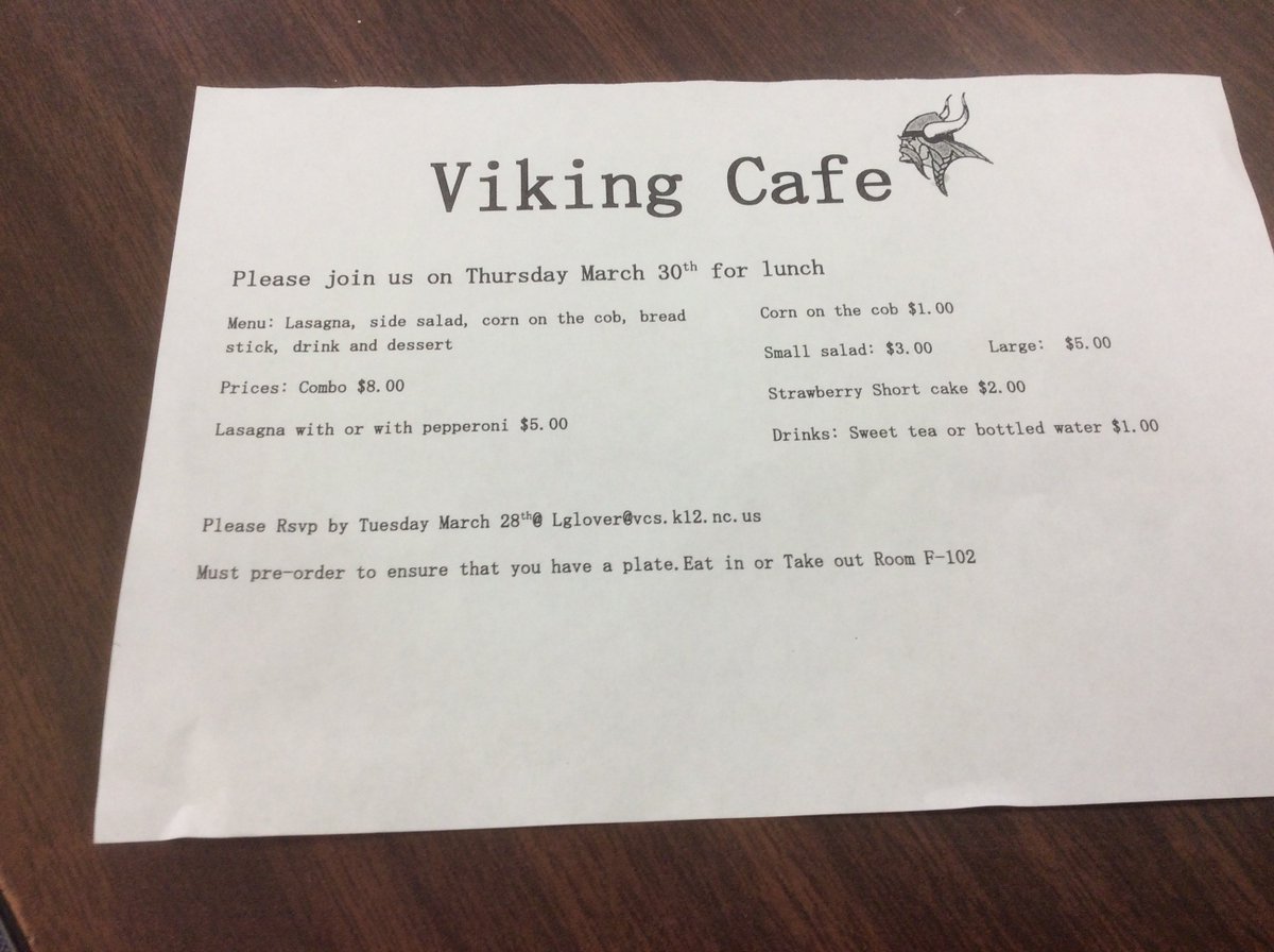 VCS_CTE's tweet photo. Great Meal Today at Northern Vance Viking Cafe https://t.co/Myg76ktN05