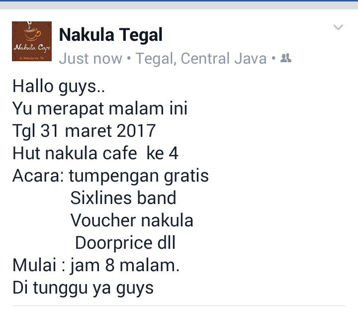 NakuLa_Cafe's tweet photo. Yu rame2 merapat guys https://t.co/R0MQNRXV0J