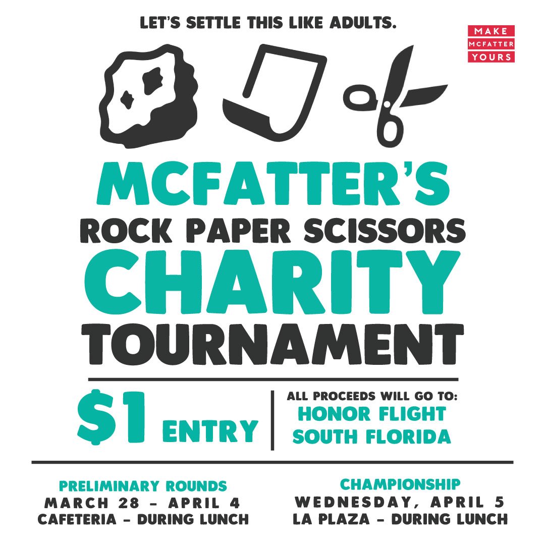 McFatterSGA's tweet photo. We're hosting a charity tournament! Raising funds for one of our fav. organizations! #mcfattersga @bcpsactivities https://t.co/Otw9zWqBcB