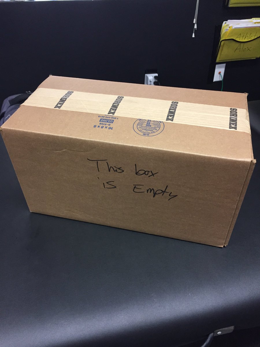 If the exercise equipment company send you an additional box that says “This Box Is Empty” should you open it??? :)

#Suspect
#BeVeryAfraid