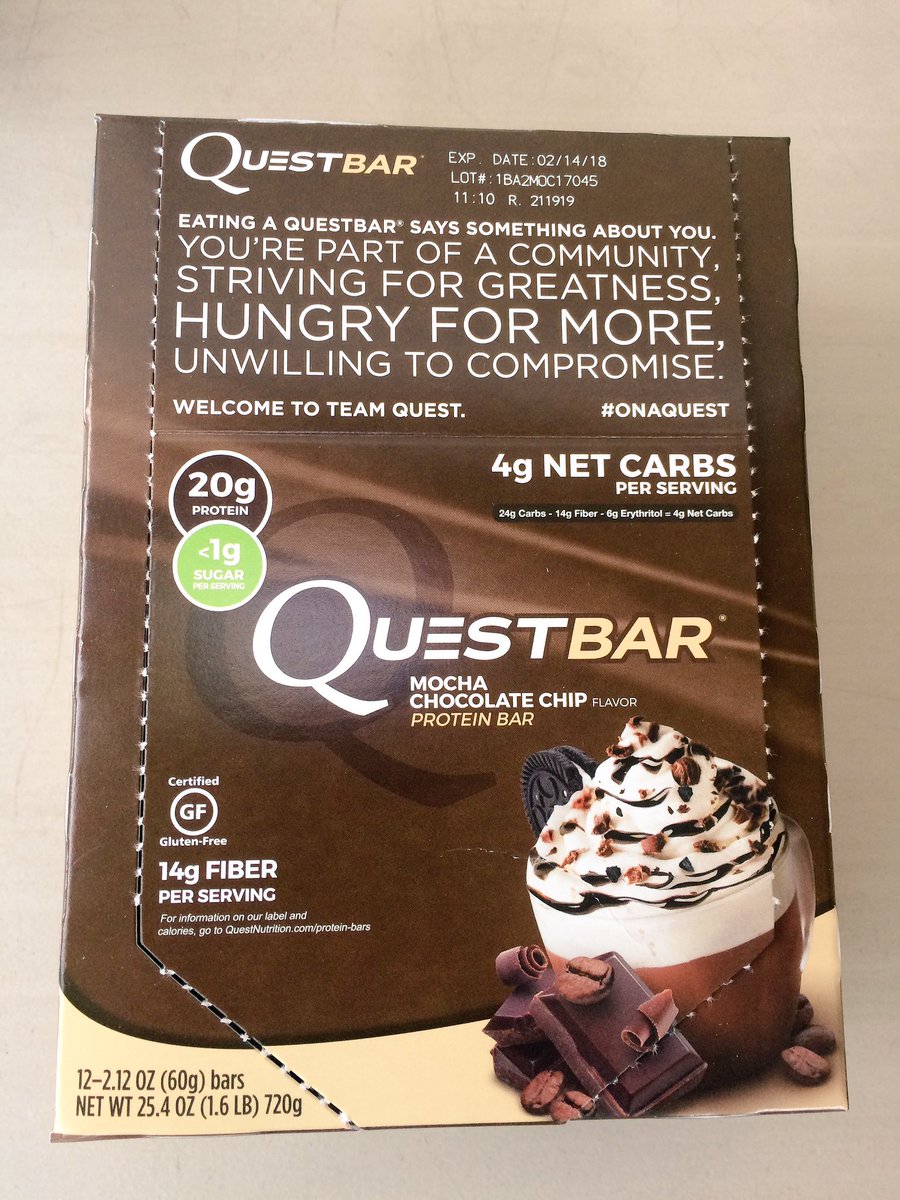 IrongirlNadia's tweet photo. Finished all my #questbars & my NEW flavor arrived: mocha chocolate chip. Yes! #questnutrition #proteinbars #onaquest #questteam https://t.co/VRbjuL16ey