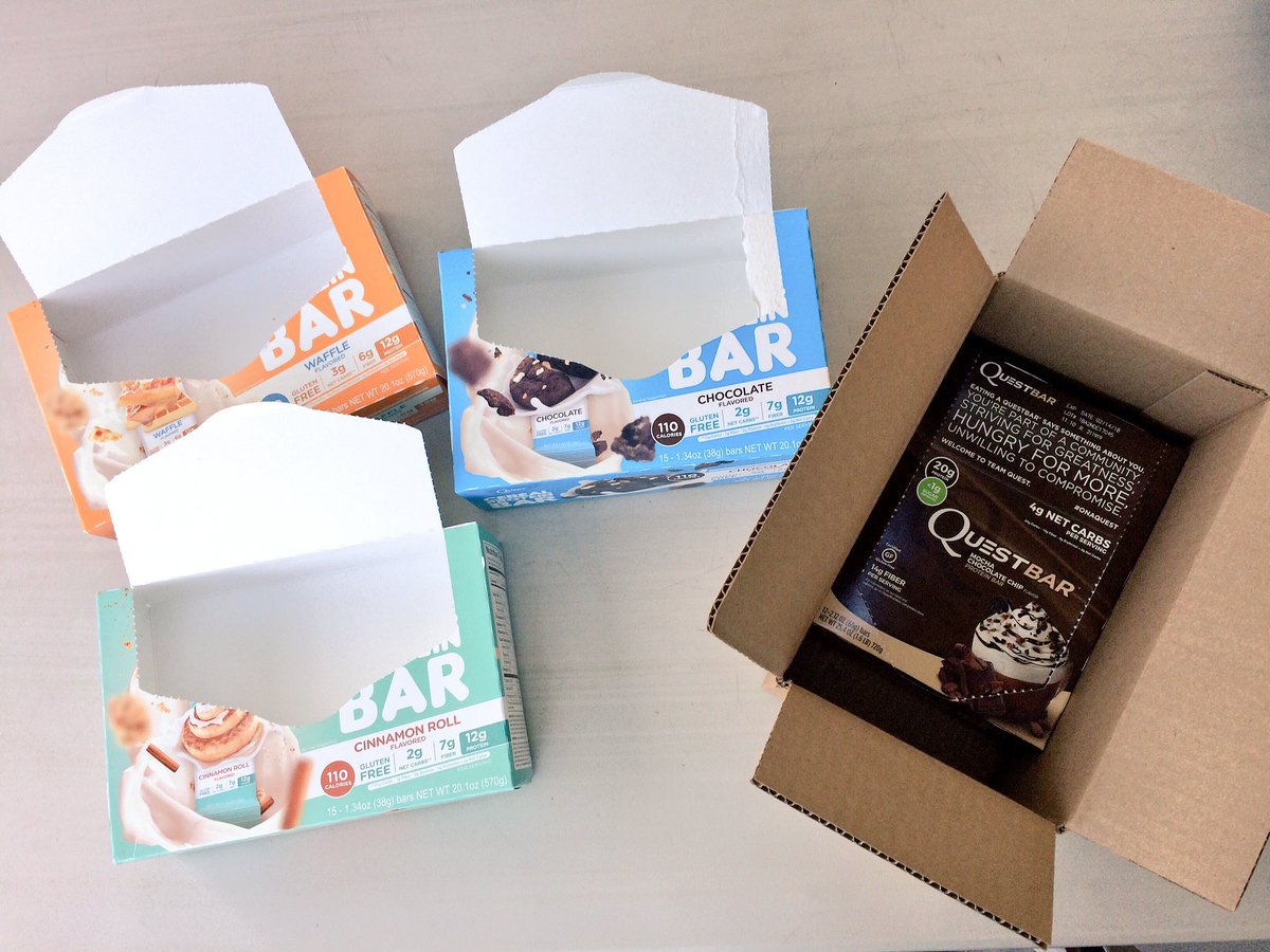 IrongirlNadia's tweet photo. Finished all my #questbars & my NEW flavor arrived: mocha chocolate chip. Yes! #questnutrition #proteinbars #onaquest #questteam https://t.co/VRbjuL16ey