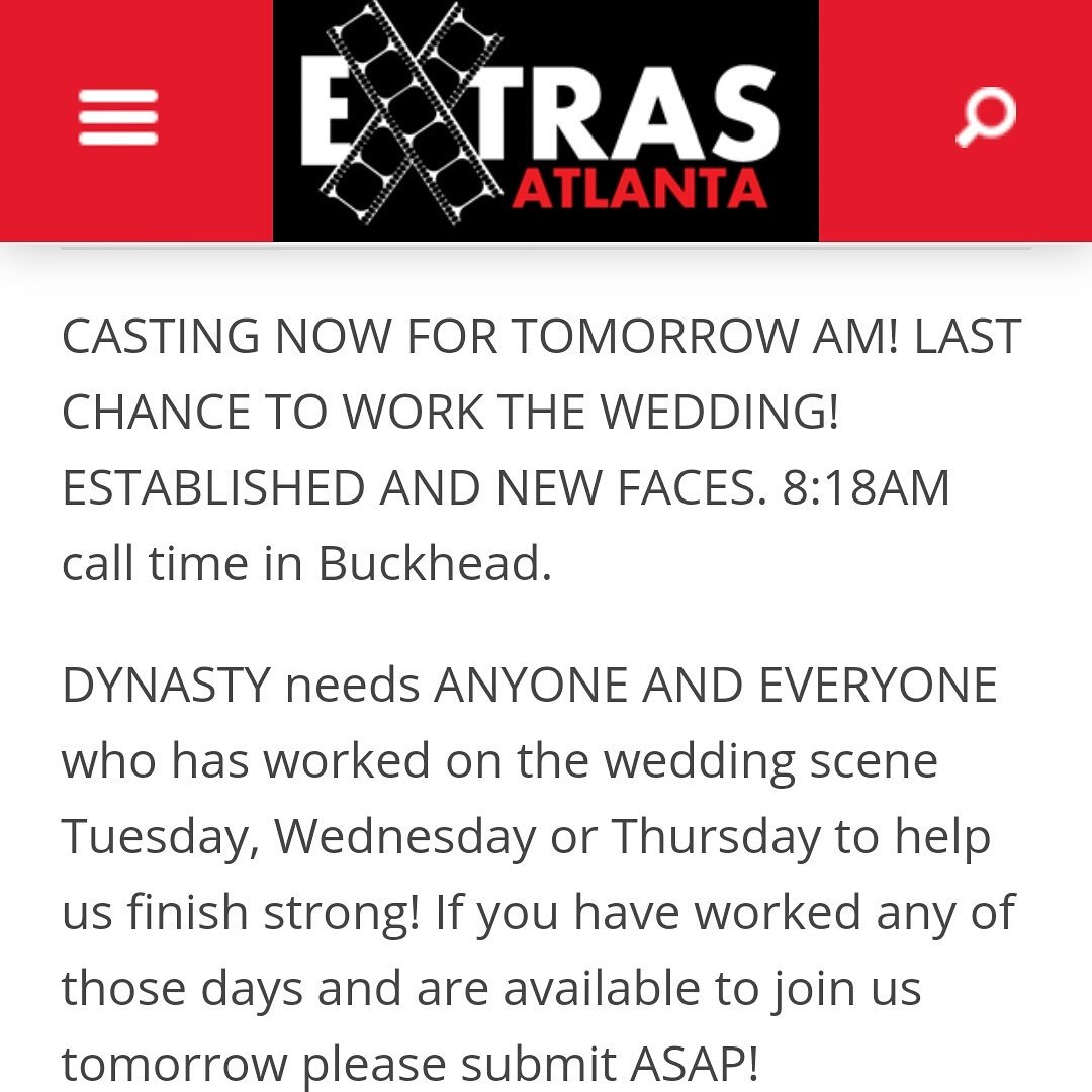 extrasatlanta's tweet photo. New Casting call for tomorrow up on the site. Check our link on our profile! #setlife #extra #extras #actress #actor #money #第1号ホームランはだれだ https://t.co/MPETgEHOTn