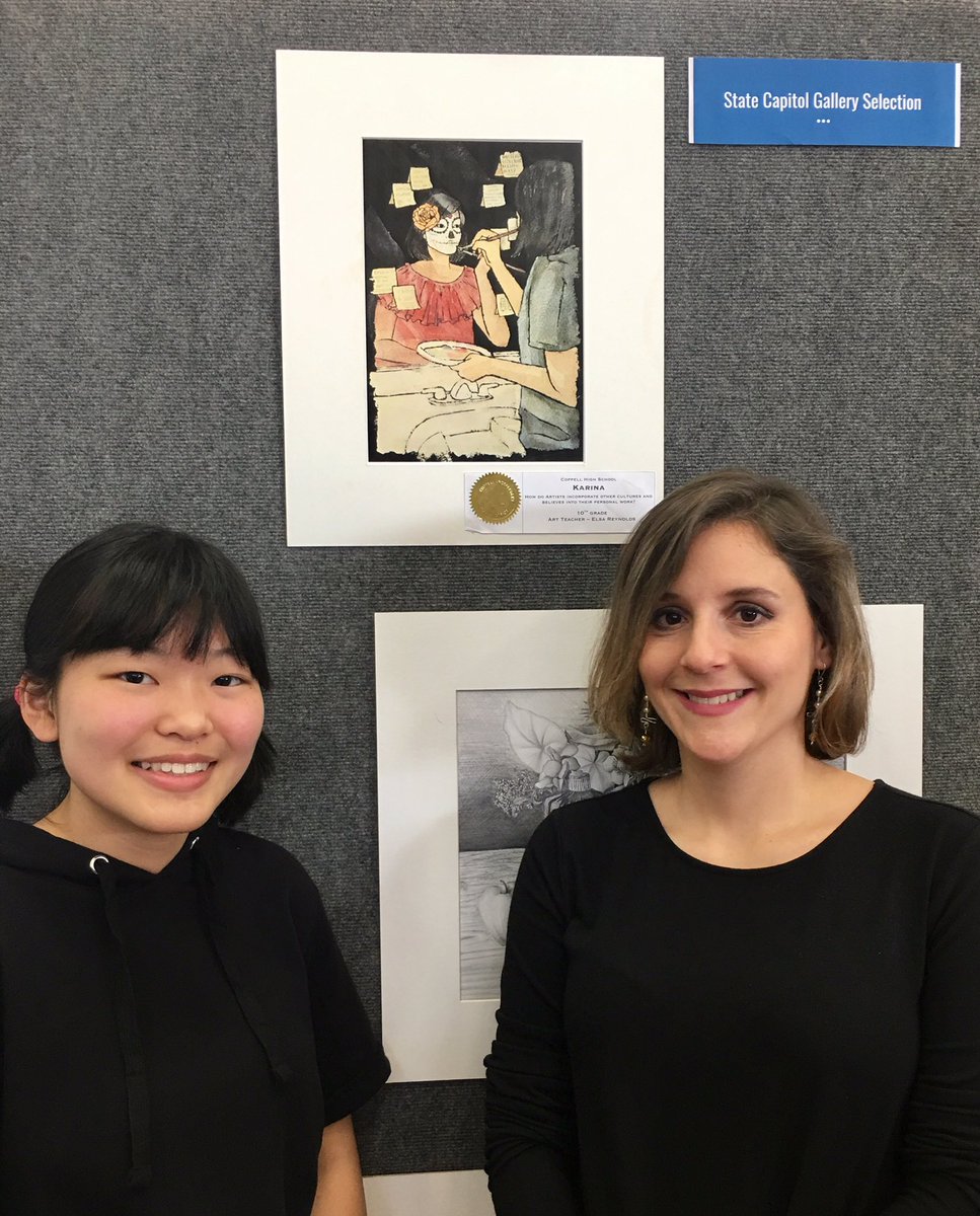 MrsReynoldsArt's tweet photo. So proud of Karina & her State Capitol Gallery artwork at tonight's Youth Art Month District Art Show. #CISDproud #txYAM17 #IamCHS #chsART https://t.co/ByRyujKLd6